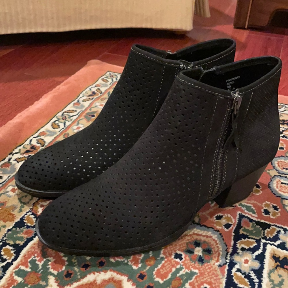 Earth black booties, new with box